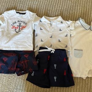Janie & jack boys preppy summer bundle 6-12 months swimwear, tees and polos